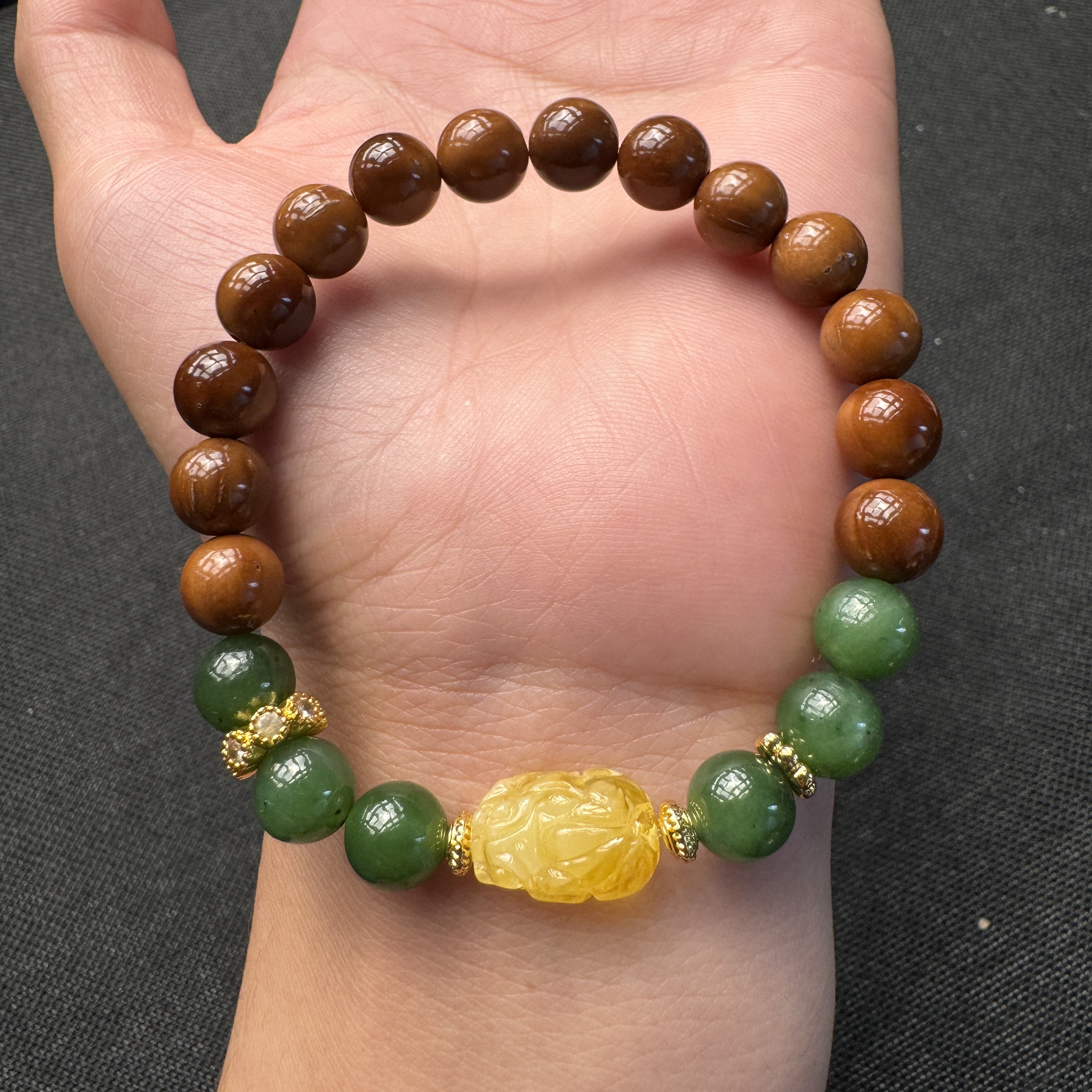 库克和田玉蜜蜡手串K63 8mm