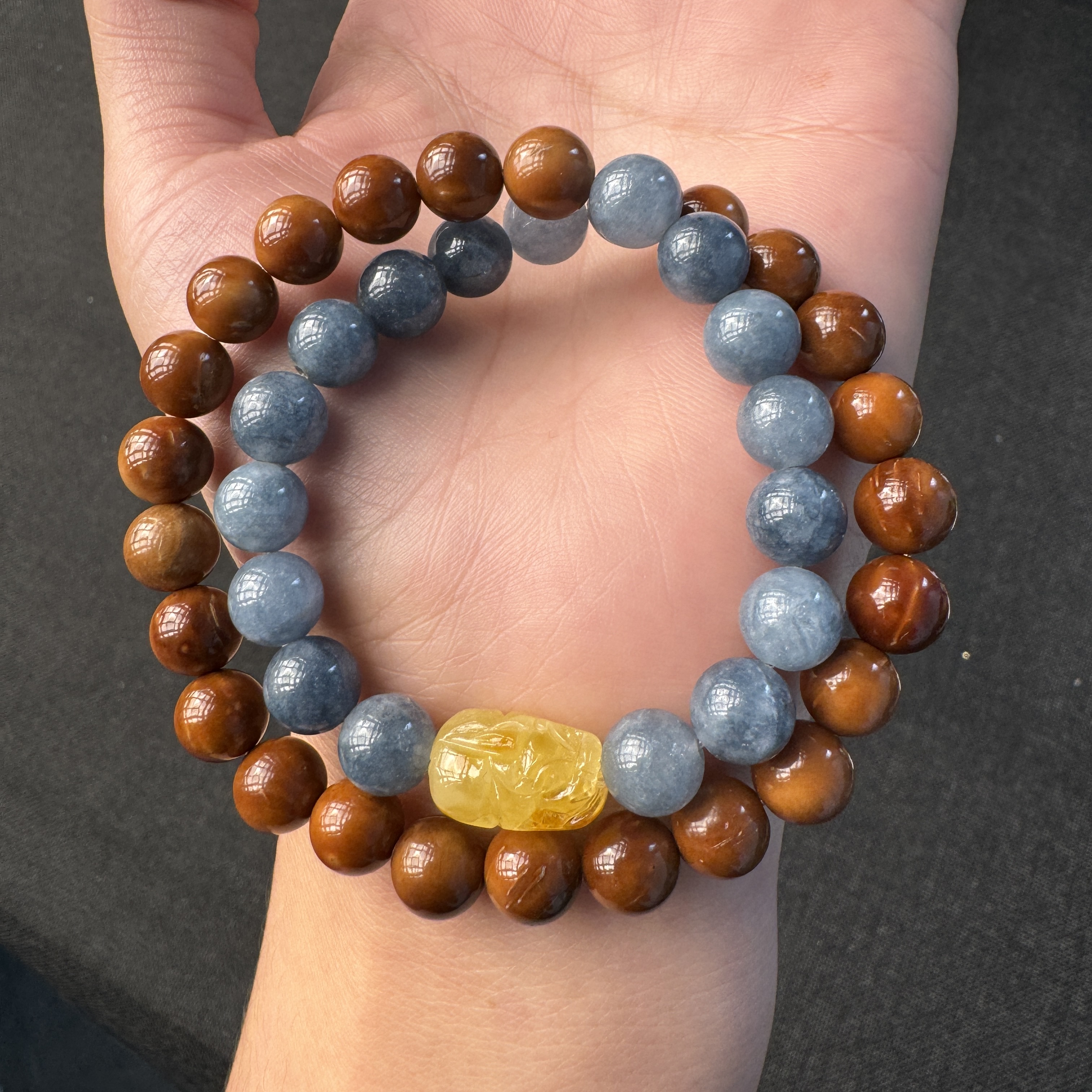 库克蓝水蜜蜡貔貅K40 8mm