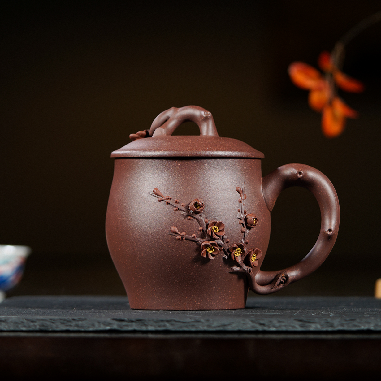 宜兴紫砂杯盖杯梅花杯茶壶单杯全手工带盖家用茶水杯高档茶杯盖