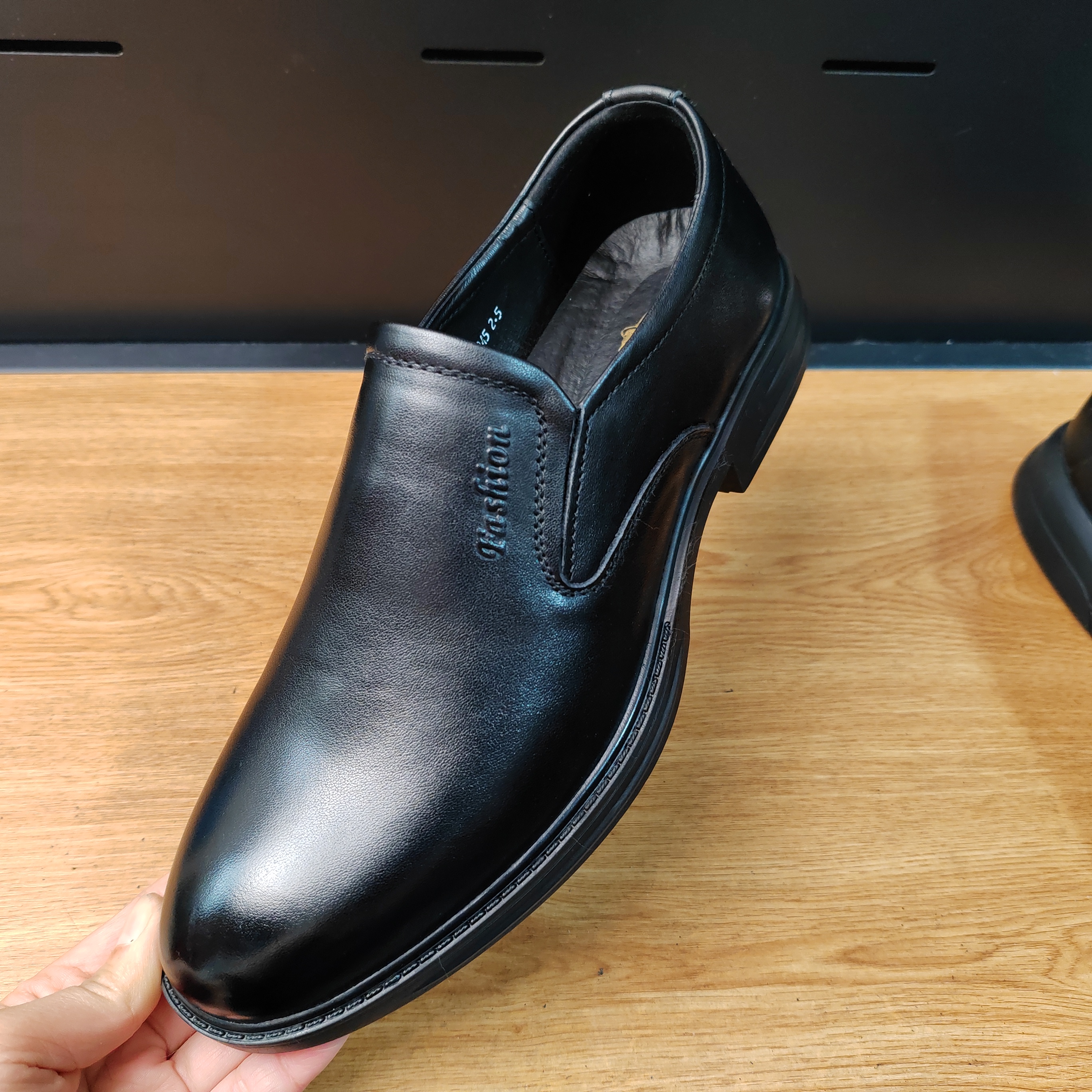 5053-2头层牛皮一脚蹬商务正装皮鞋