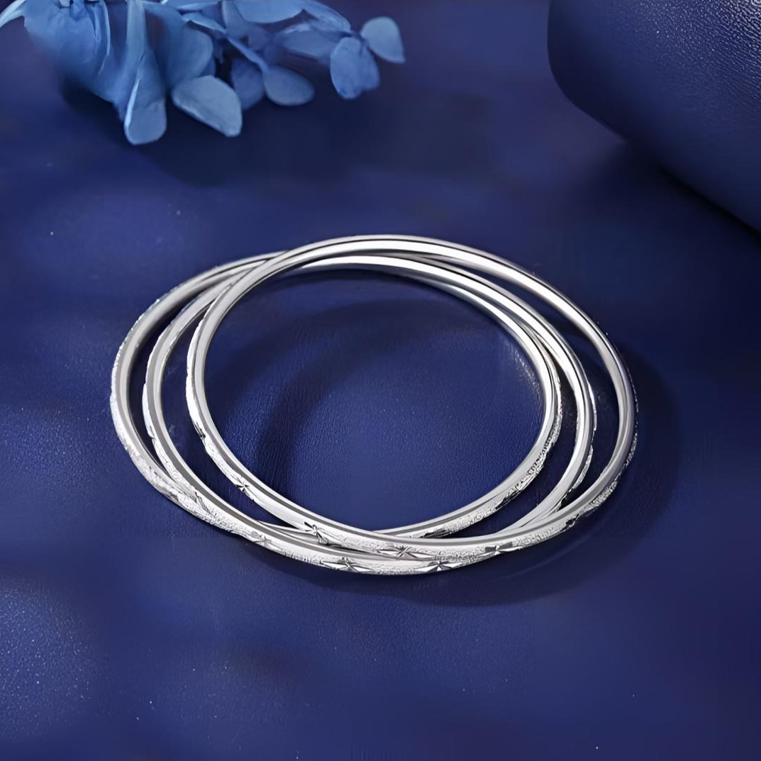 足银手镯 【V10】足银999.9手镯三生三世单圈精美气质时尚经典实心