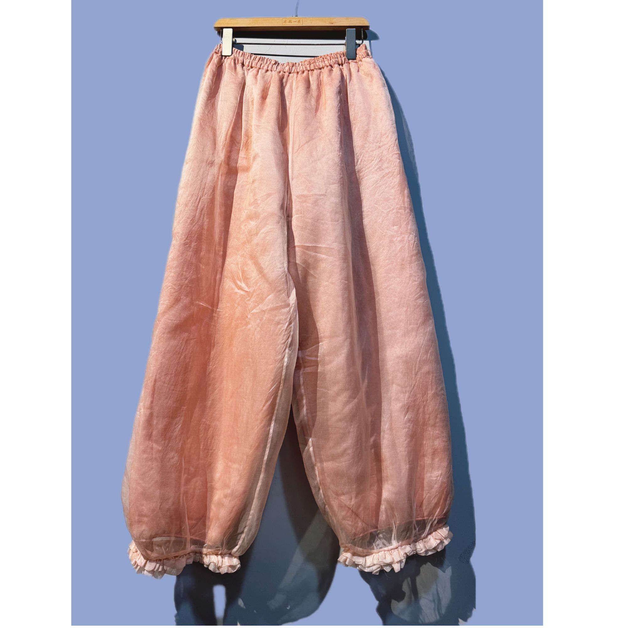 5681彬壹冉秋冬新款时尚气质桑蚕丝休闲裤子花边裤宽松高贵外穿