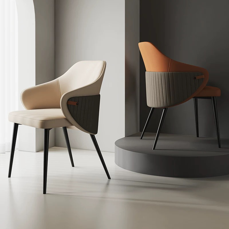 餐椅意式轻奢高级感家用靠背洽谈椅设计师餐椅酒店休闲沙发椅透气