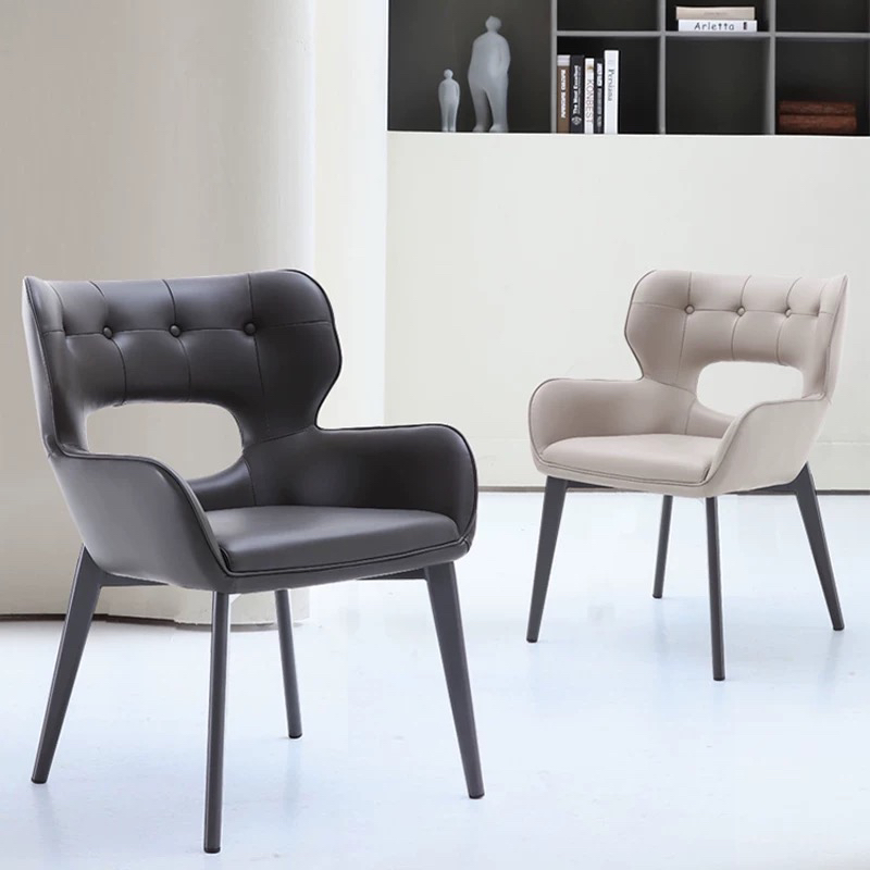 餐椅家用轻奢高级感现代简约靠背椅镂空新款椅子意式真皮质餐桌椅