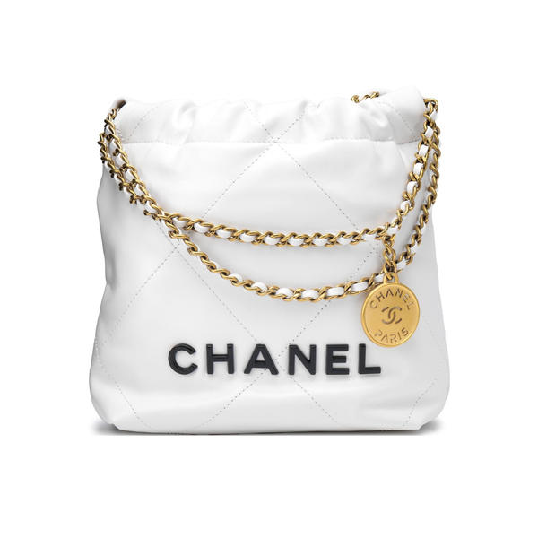 大吉中古/Chanel香奈儿24C白金黑扣22bag mini斜挎包