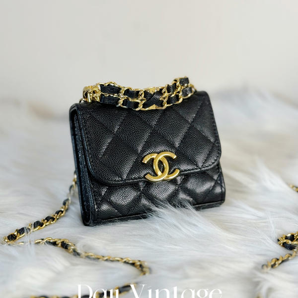 大吉中古/Chanel 22k鱼子酱黑金斜挎包