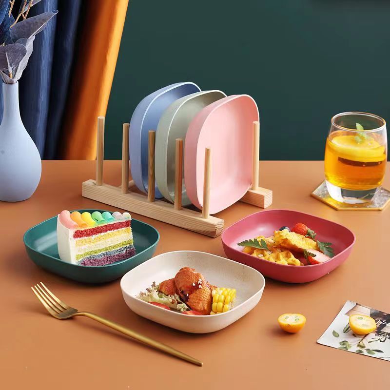 【②元抢10个】吐骨碟家用网红小麦秸秆水果创意垃圾方形防摔塑料盘