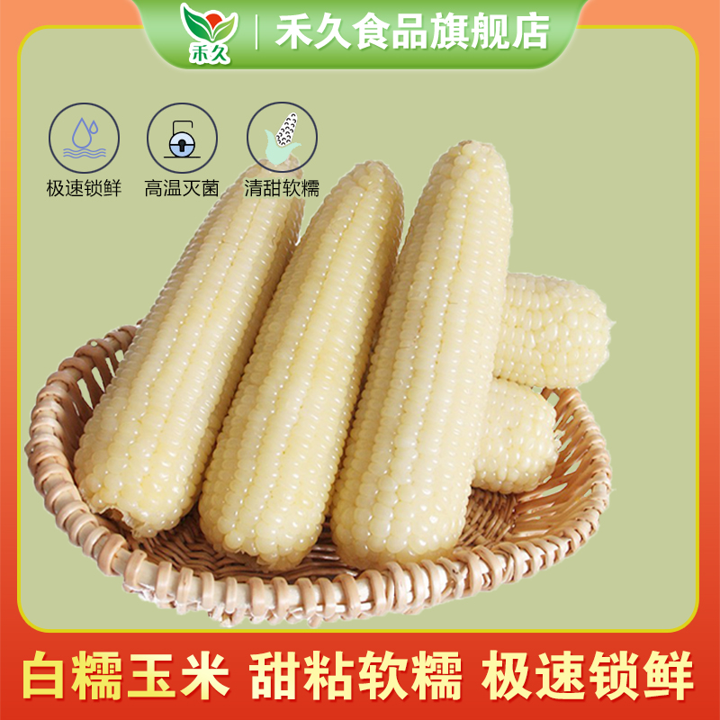 【禾久】大白糯玉米 甜粘软糯 营养丰富  均重300g*8根