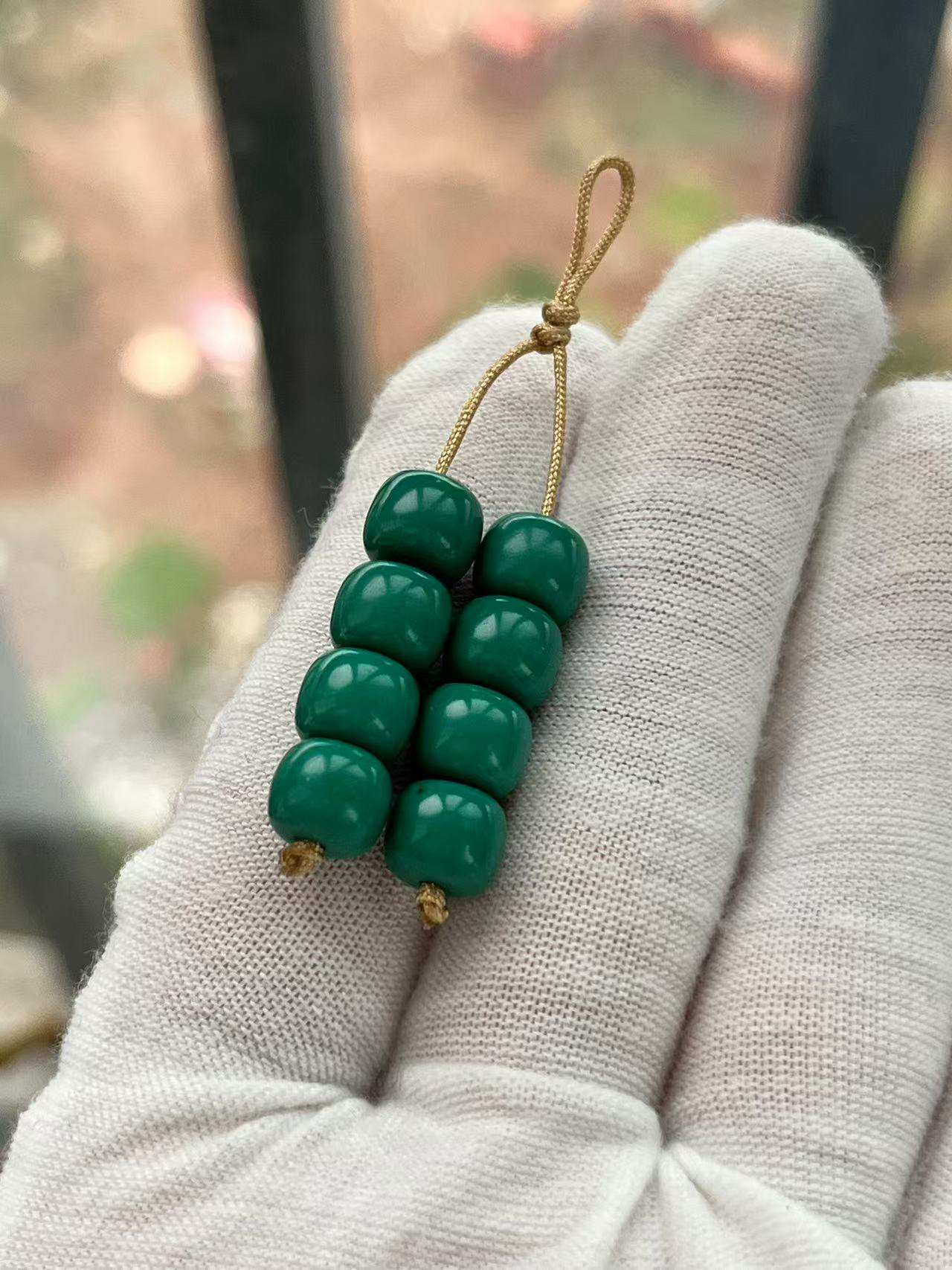 高瓷油绿7.8毫米老型配珠弟子珠8颗