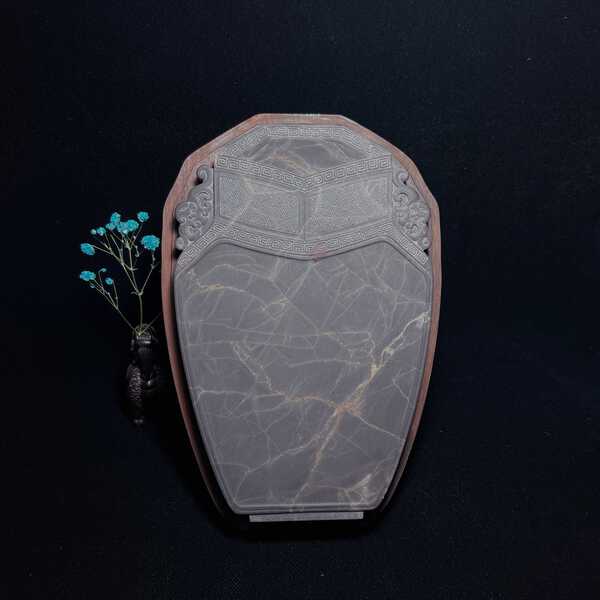 【端程氏·程八大师专属砚】收藏级端砚老坑“平安砚”酸枝木盒