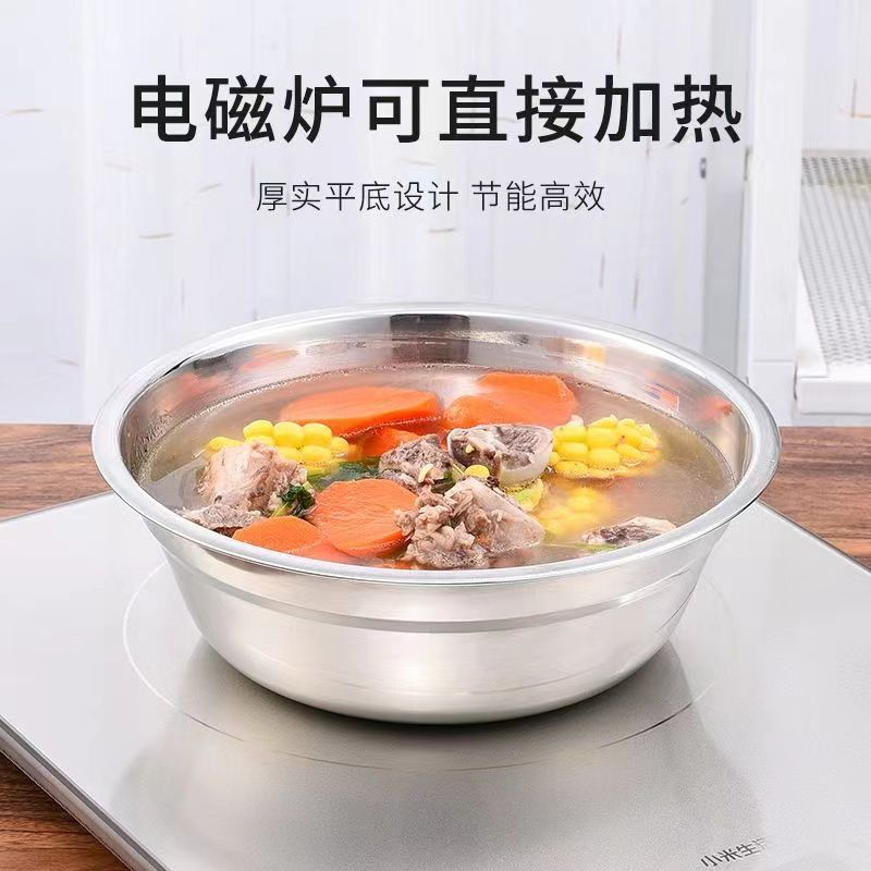 314K亗加厚20cm不锈钢汤盆1个 商铺丨 豆芽 耳套厂家浮力