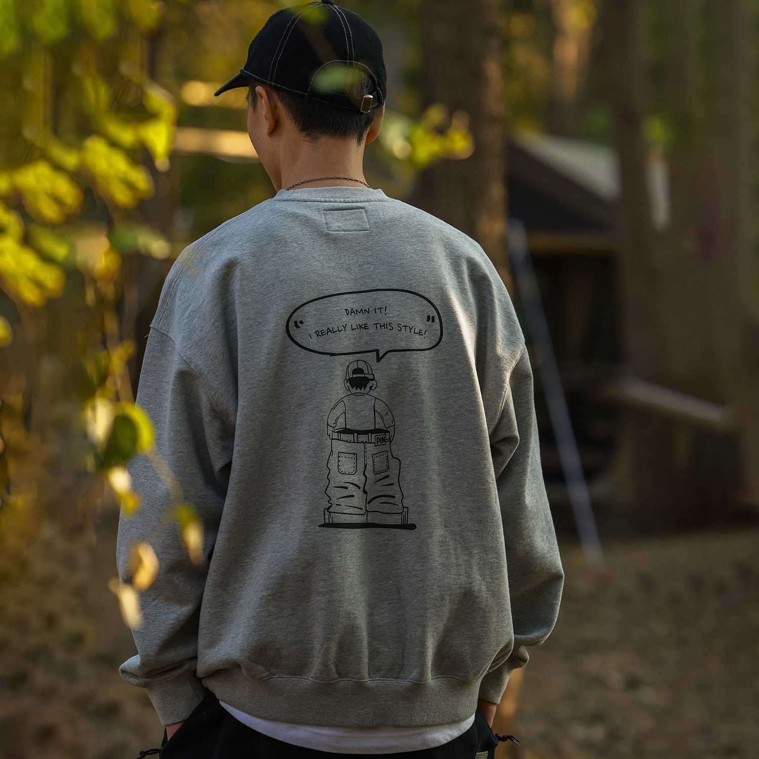 PINSKTBS 23AW秋冬新款 日系复古手绘图案套头卫衣运动衫长袖上衣