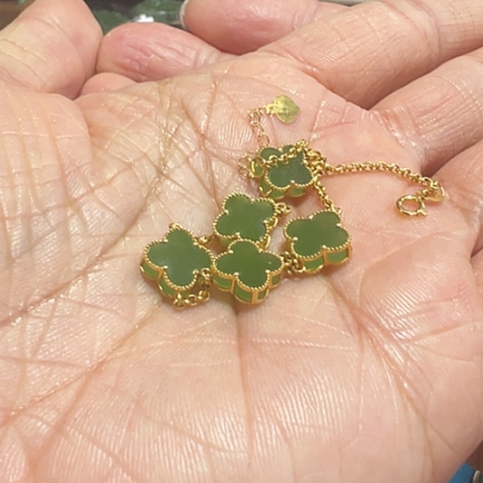 【闪购商品】和田玉手链18K金镶嵌