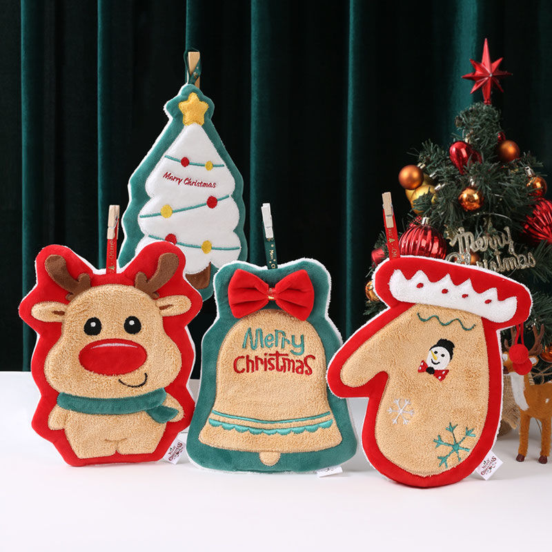 圣诞节挂式擦手巾卫生间厨房抹手布节日礼品挂件饰品创意家用手帕