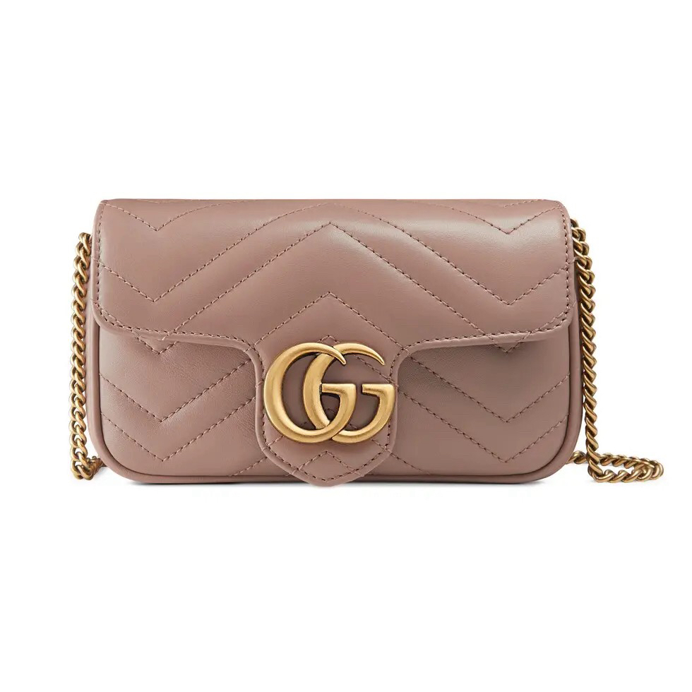 95新 GUCCI/古驰  马蒙 mini 奶茶色 缺龙虾扣/JW1224号