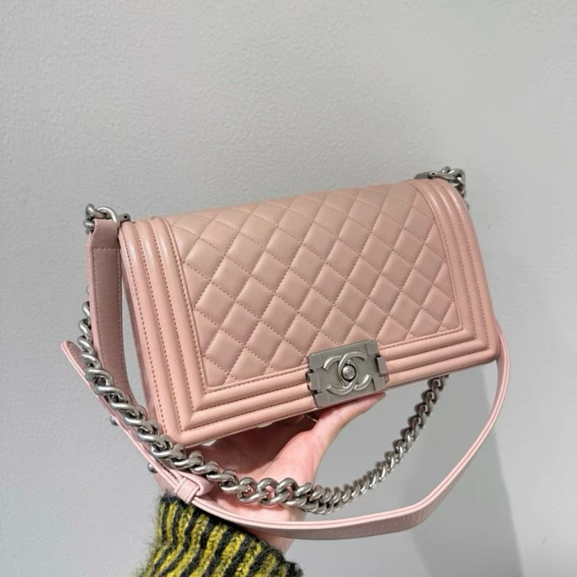 95新 Chanel/香奈儿 香奈儿 Leboy 中号樱花粉/JW1444