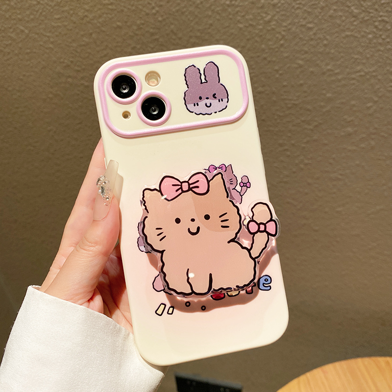 适用【苹果/华为/荣耀/OPPO/小米】咖色动物防摔磨砂大视窗手机壳