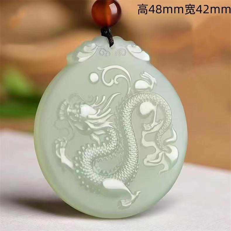 天然青白色生肖龙属相手工挂件飞龙在天男款吊坠中式时尚挂件