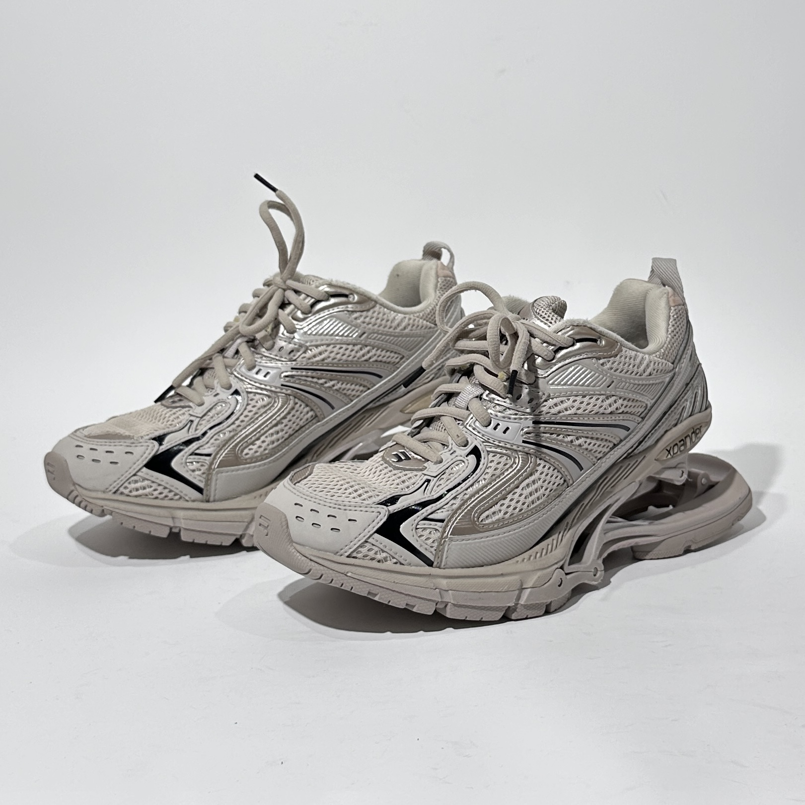 95新 Balenciaga/巴黎世家 37码 X- Pander 米棕色休闲鞋/WX01324