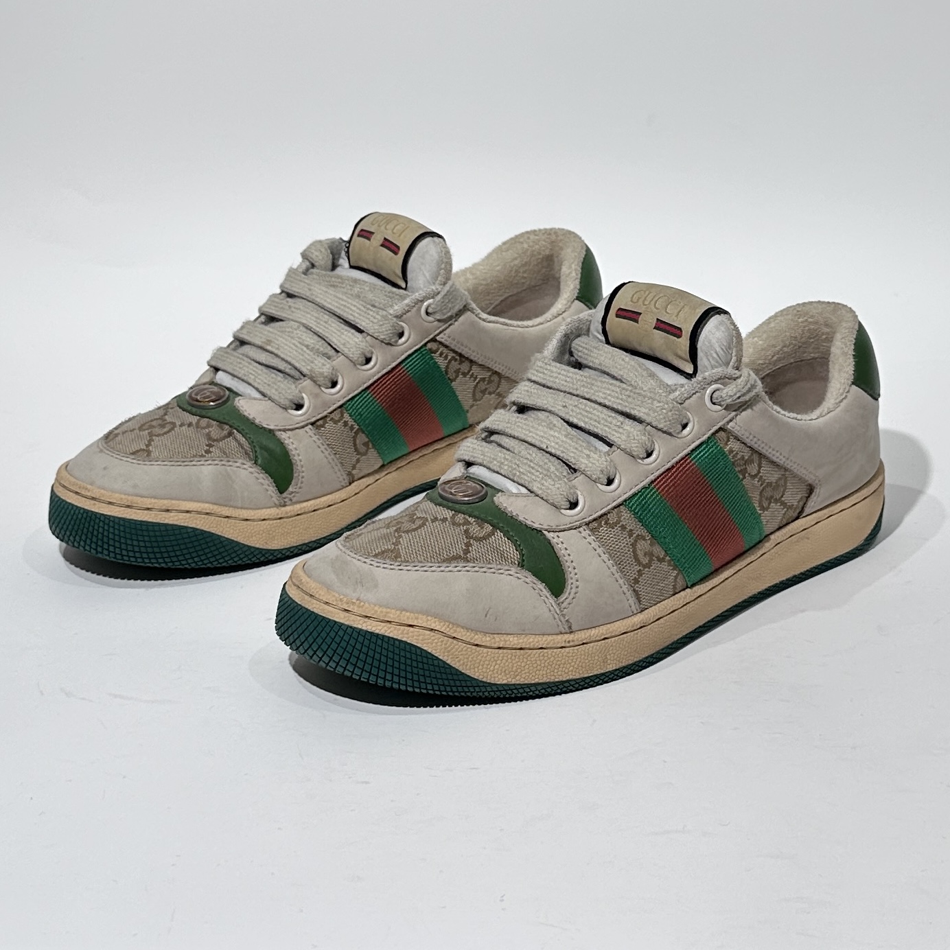 95新 GUCCI/古驰 36.5码 绿尾时尚脏脏鞋/WX80167