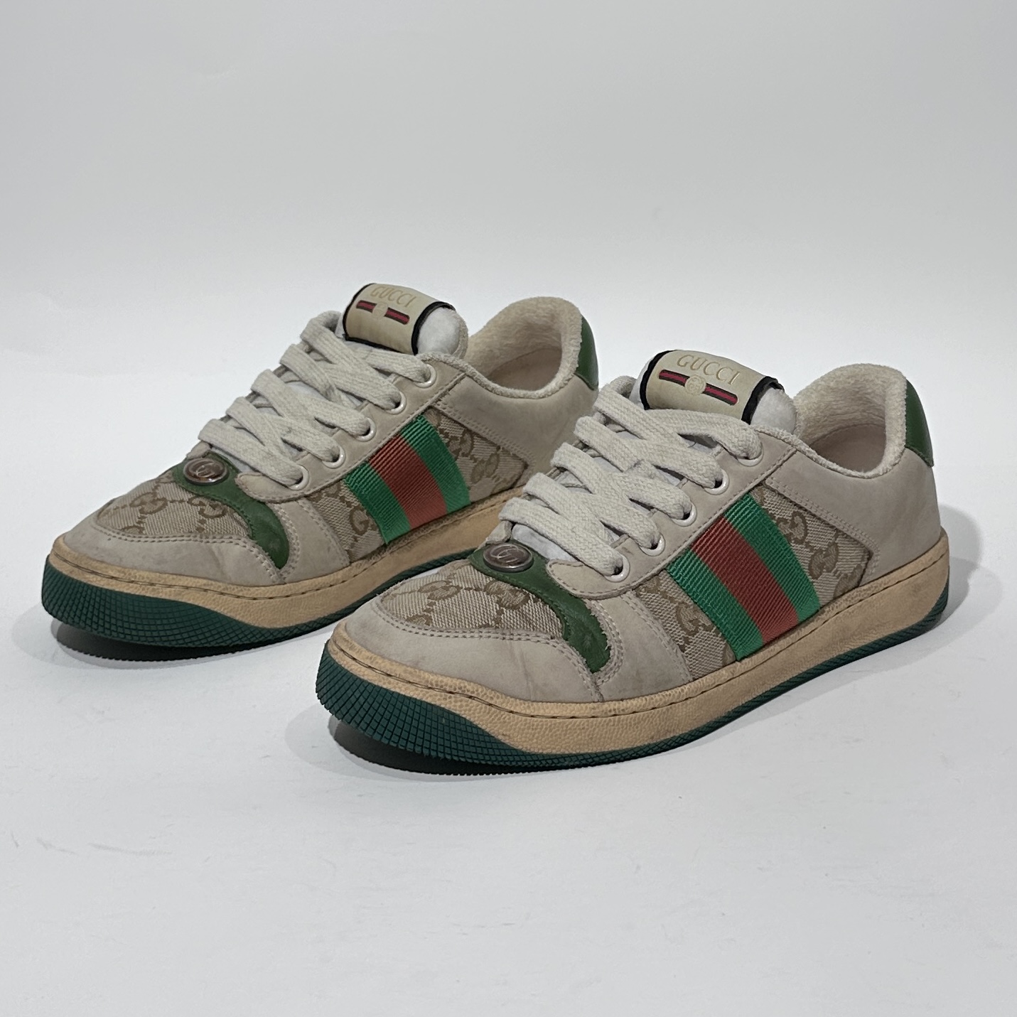 95新 GUCCI/古驰 36.5码 绿尾休闲时尚脏脏鞋/WX80131