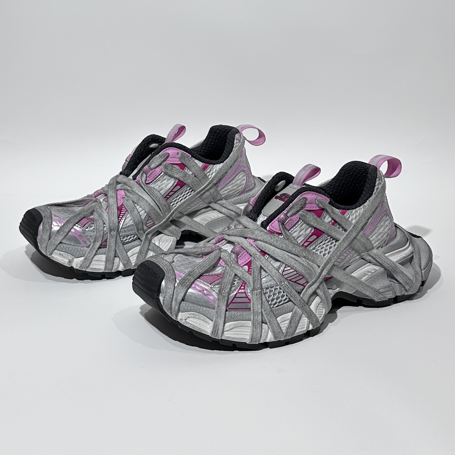 全新未使用 Balenciaga/巴黎世家 36码3xl灰粉绑带老爹鞋/WX01584