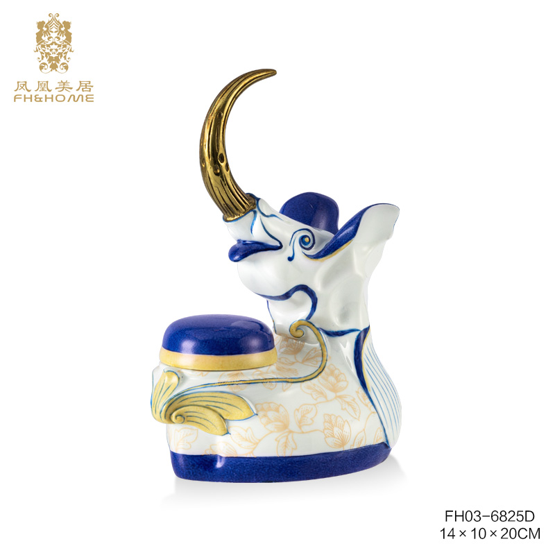 FH&HOME/凤凰美居欧式轻奢家居大象牙签盒摆件