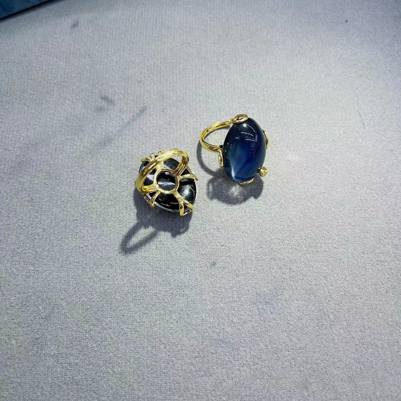 铜合金戒指 【180】法式小众流行个性款蓝色感温戒指