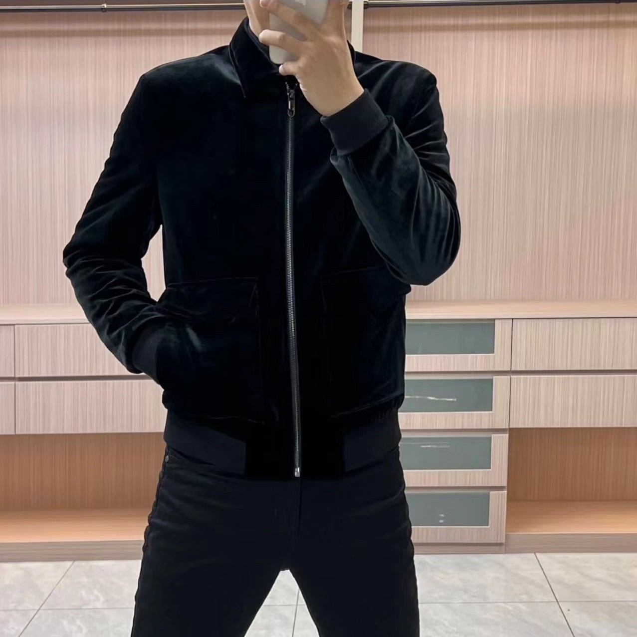 秋冬款男士高档金丝绒夹克外套时尚轻奢休闲百搭夹棉加厚保暖上衣