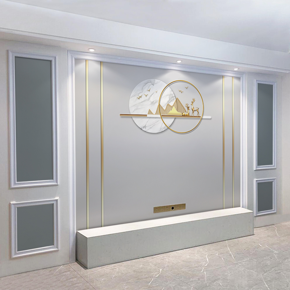 简约电视背景墙2025新款麋鹿墙贴壁画客厅电视墙壁布影视壁纸墙布