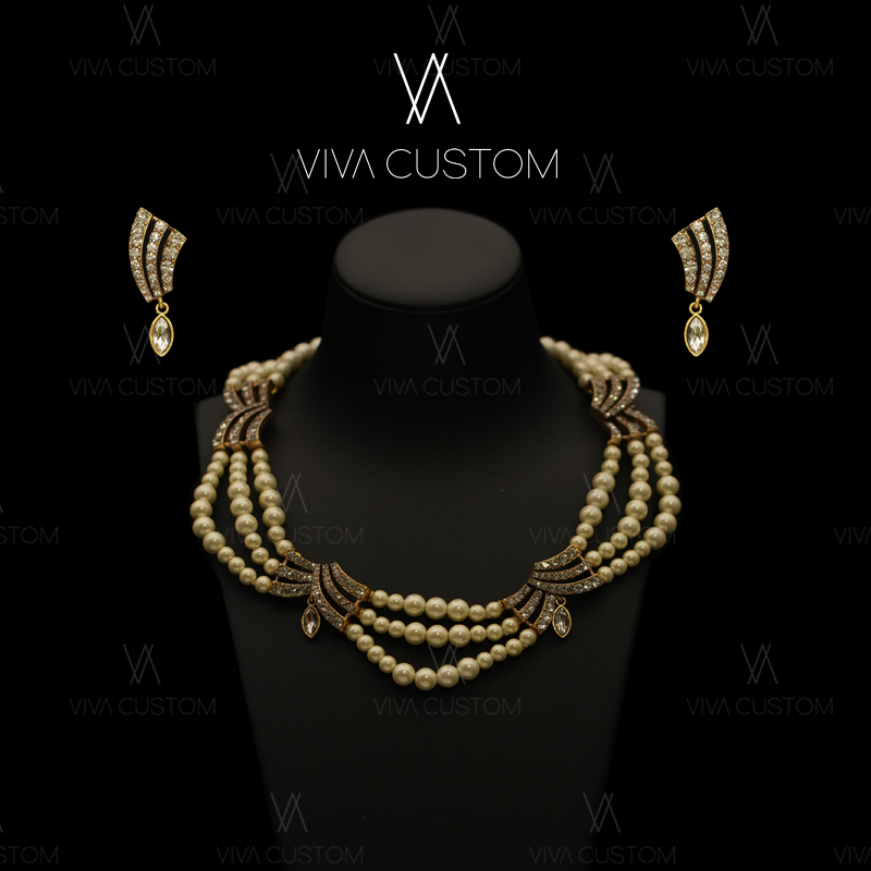 合金耳饰 （珠华旧梦系列）简约宫廷风设计感线条弧形套装