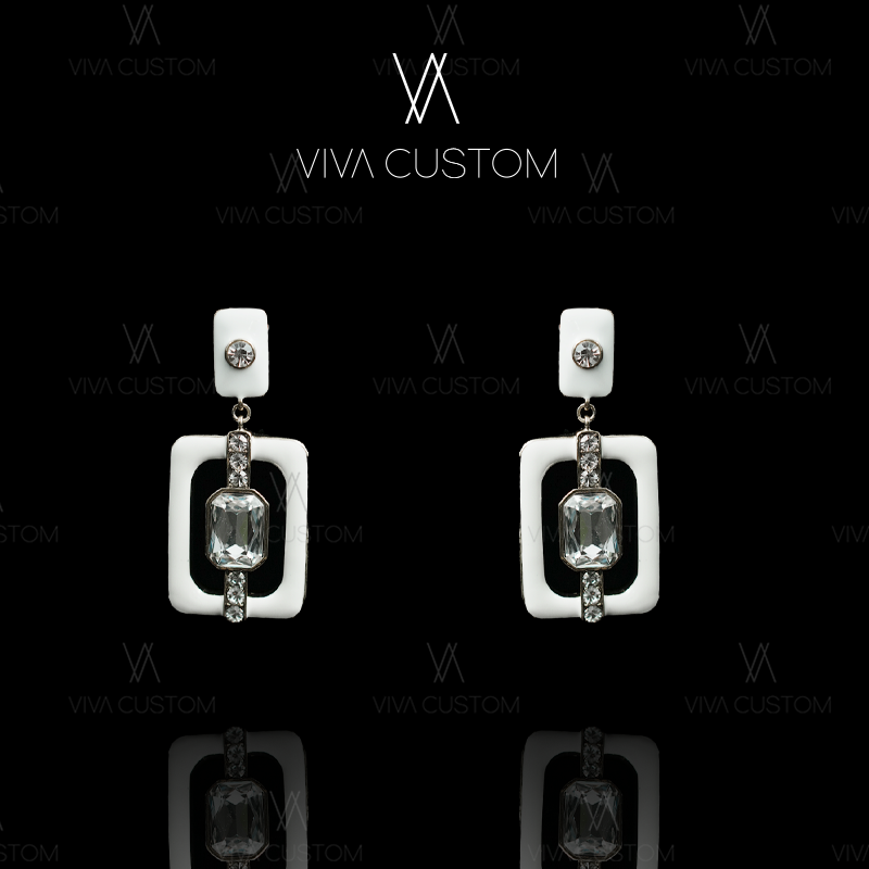 铜合金合成锆石耳饰 （HD系列）时尚简约高级感几何方块耳拍