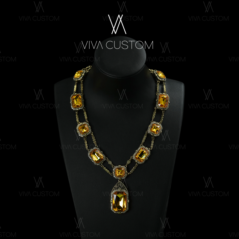 昨日重现系列 复古高级感双层镂空方形项链