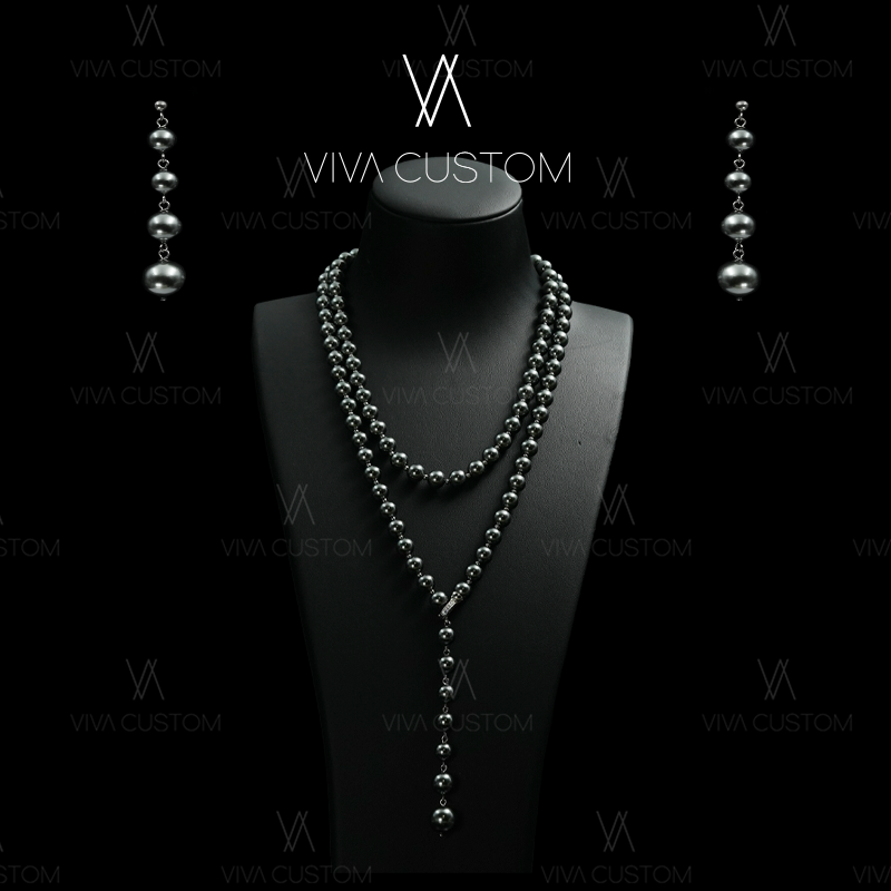 铜合金仿珍珠项链 法式轻奢气质百搭随性圆珠套装✓