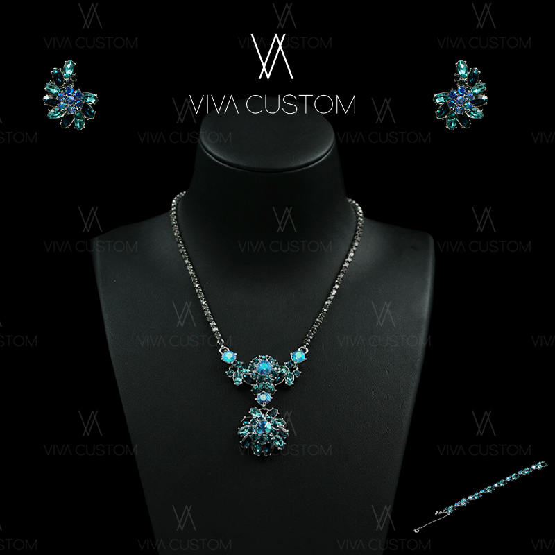 铜合金合成锆石耳饰 (经典再现系列)时尚设计感舞动星空花卉套装