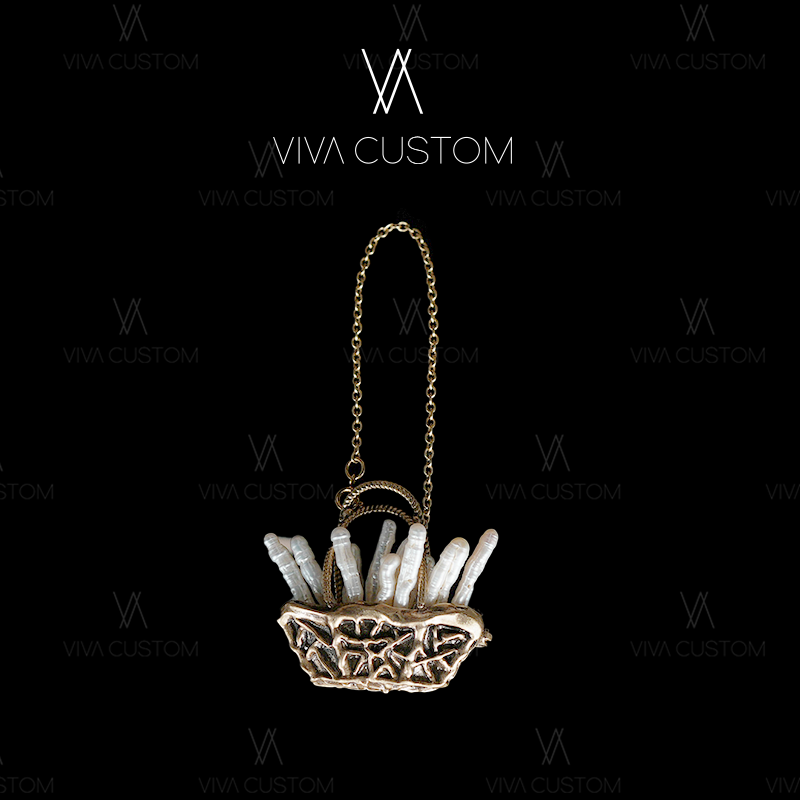 铜合金仿珍珠胸针 昨日重现系列 法式创意独特花篮胸针M