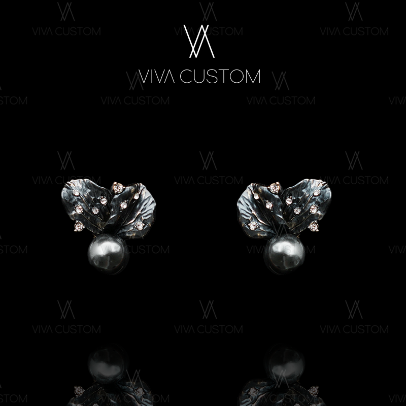 铜合金合成锆石耳饰 （精工）时尚独特气质鸢尾花耳钉M