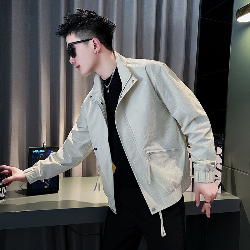 高档男士外套男春秋款潮流潮牌品质夹克衣服男款男士修身帅气上衣