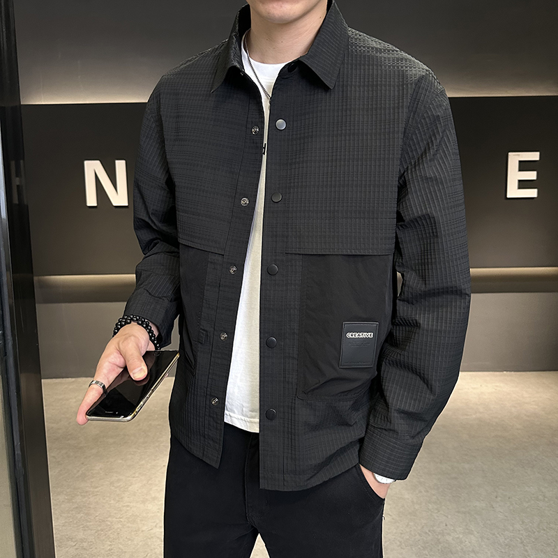 衬衫外套男款春秋季修身帅气上衣潮牌休闲高级感男士翻领工装夹克