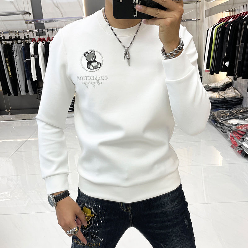 品质男装男士卫衣圆领时尚小熊印花潮牌百搭套头休闲上衣长袖秋衣
