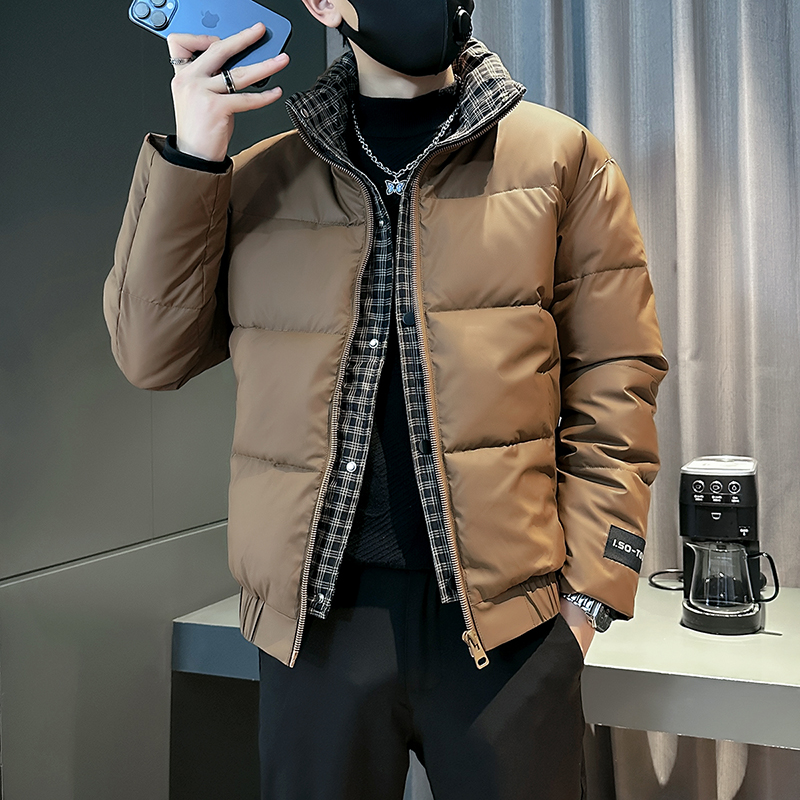 美式假两件棉衣男冬季外套短款加绒加厚棉服男款棉袄痞帅冬装上衣