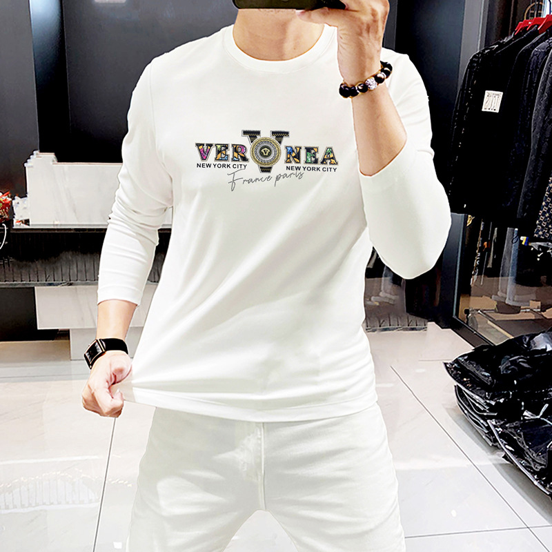 长袖t恤男款修身帅气百搭男装潮牌内搭打底衫男士圆领秋衣男上衣T