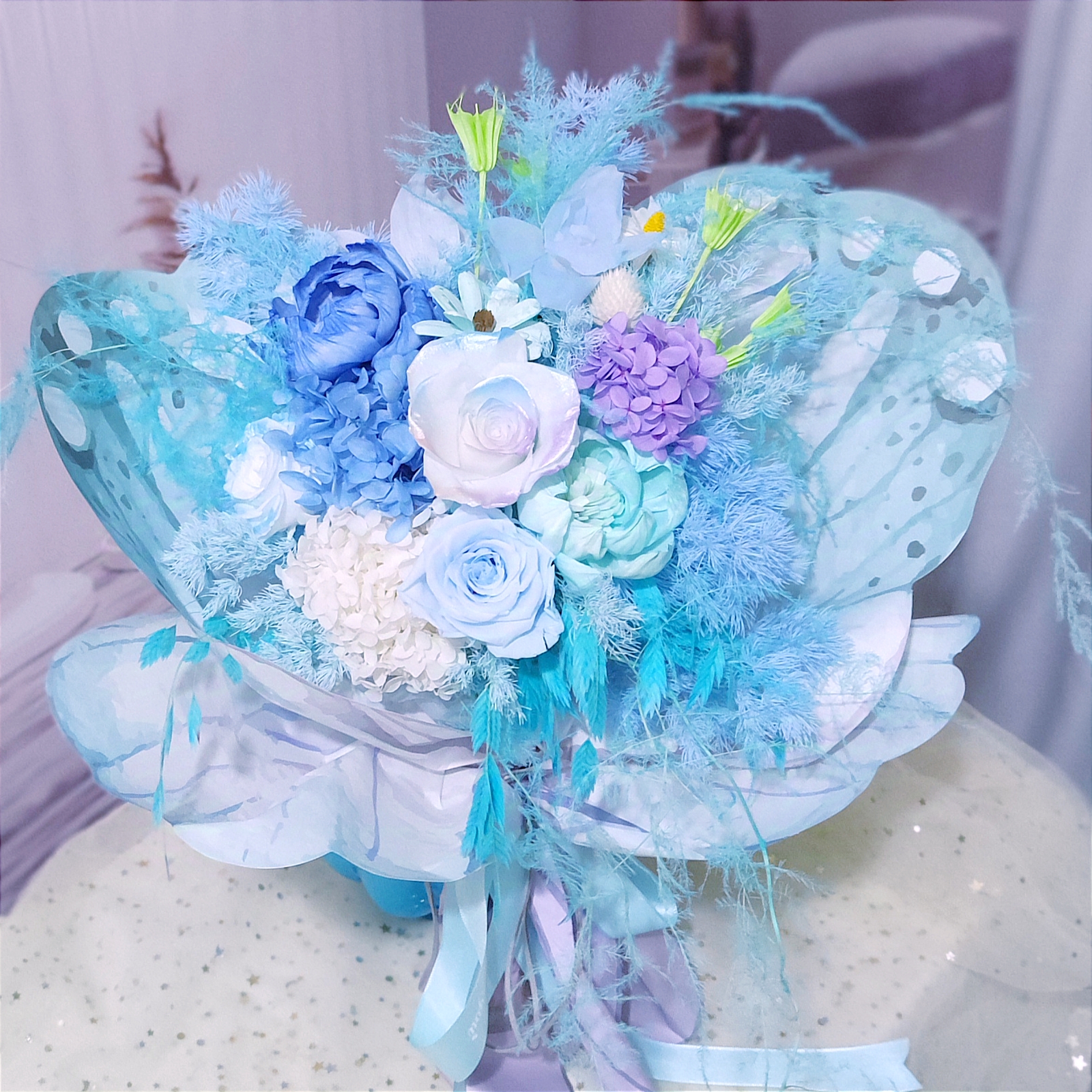 轻奢高端进口不凋谢真花永生花花束送女友闺蜜老婆生日礼物