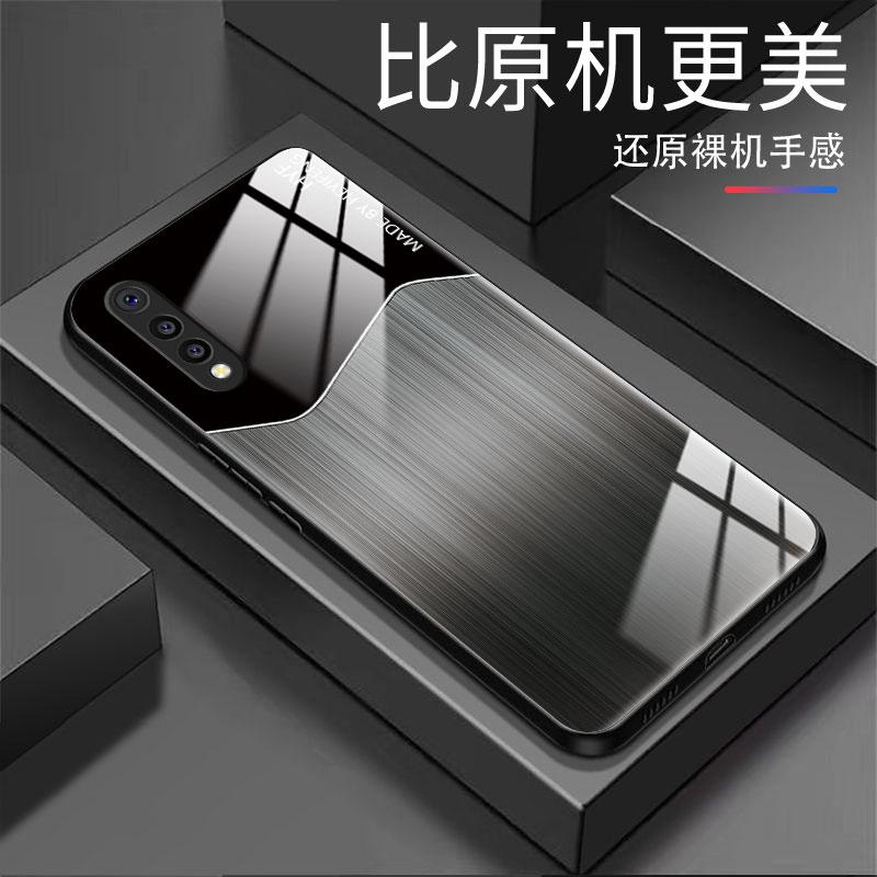 适用于vivoy7s手机壳Y7S渐变墨黑男款防摔玻璃硬壳全包式
