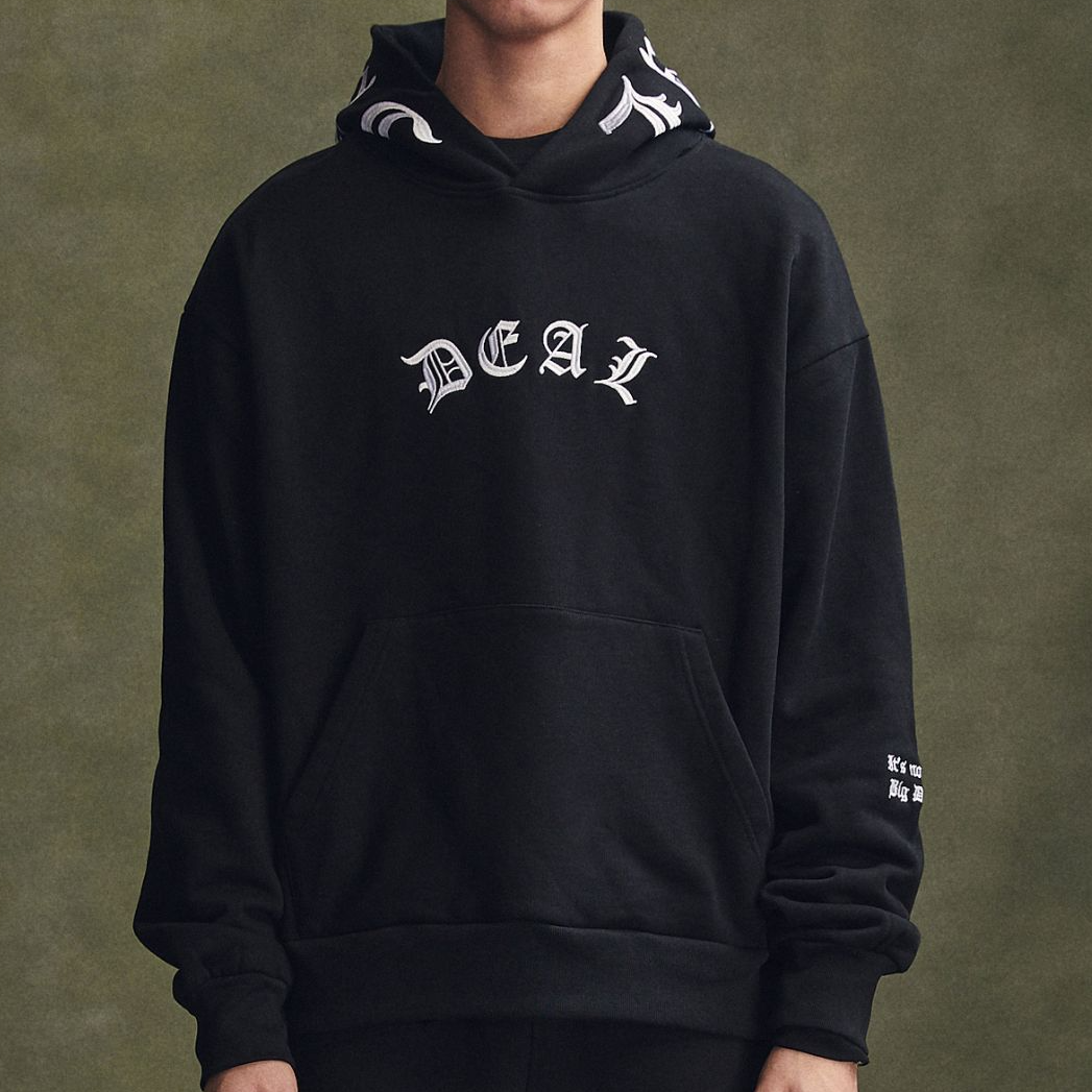 DEAL 哥特字体 美式简约 休闲连帽卫衣 情侣 男女同款 多色可选
