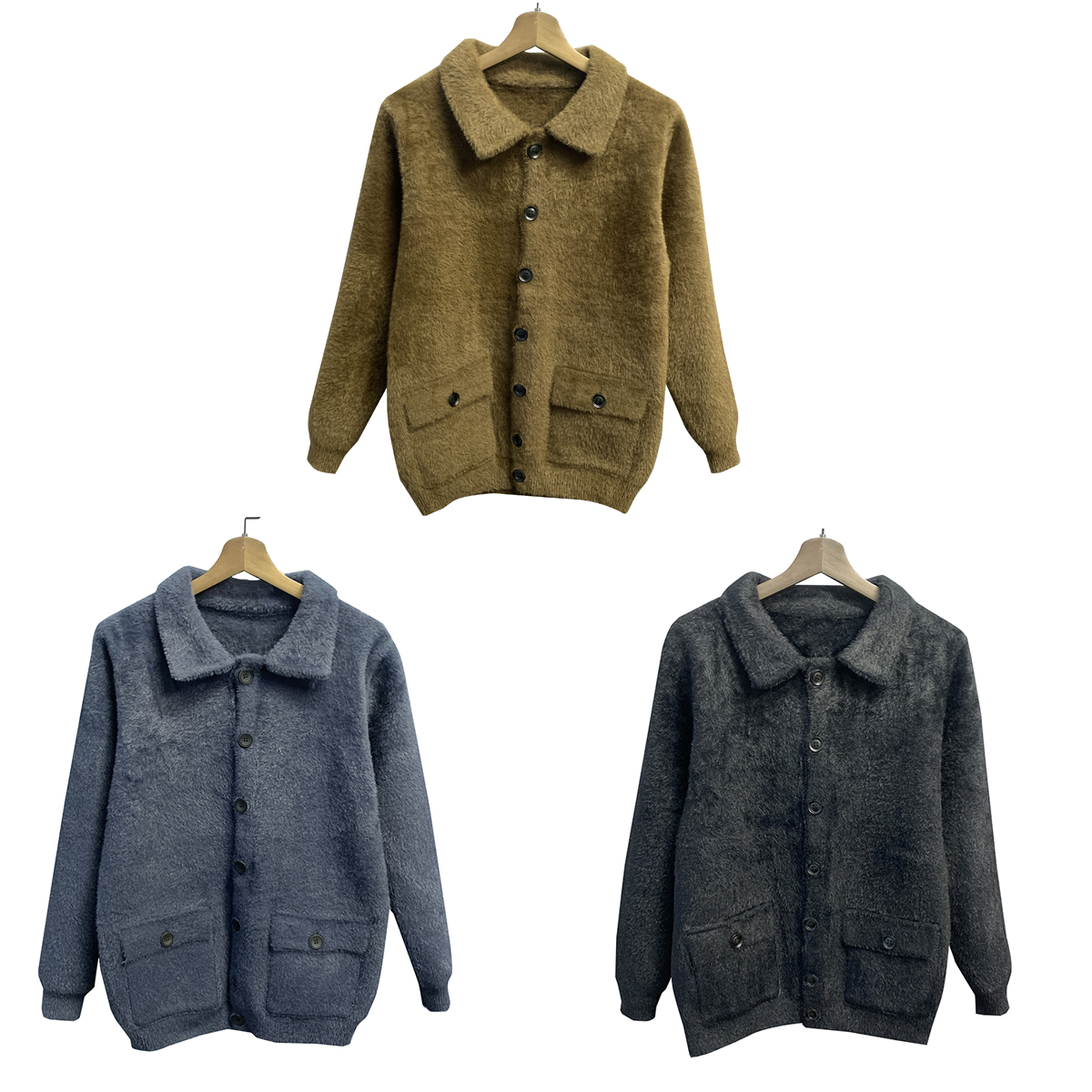 老爷家【水貂保暖开衫】翻领夹克秋冬长袖男款百搭休闲外套LJ8888