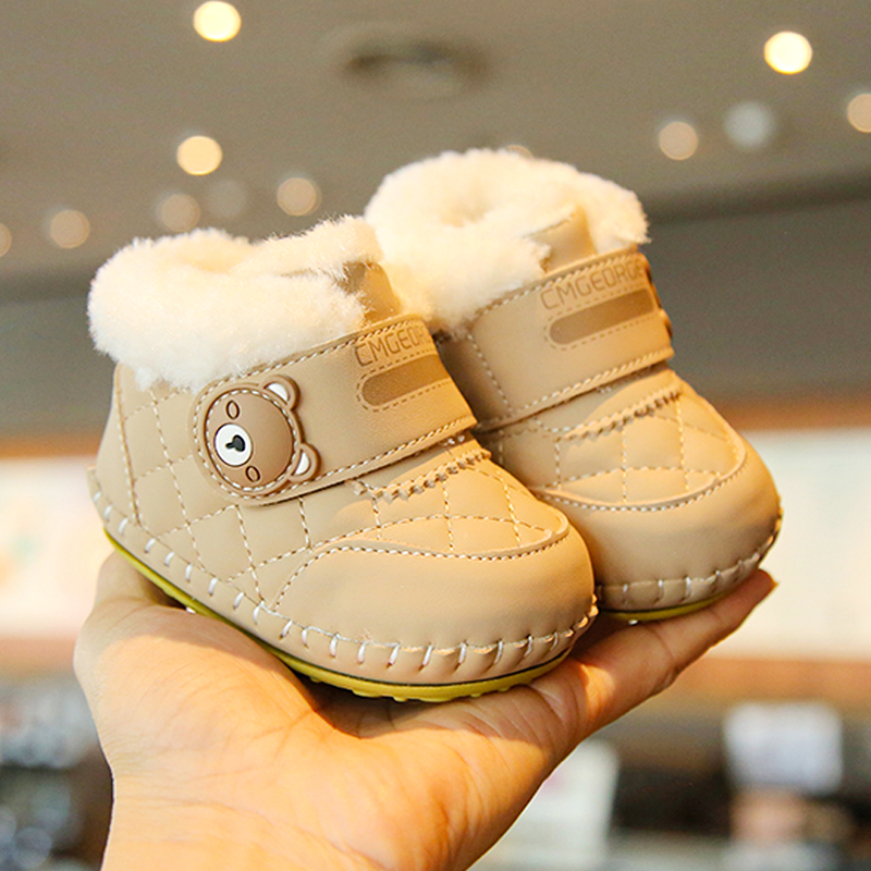 冬季加绒宝宝鞋0-2岁防掉加绒新生儿学步鞋男女宝宝冬季学步鞋