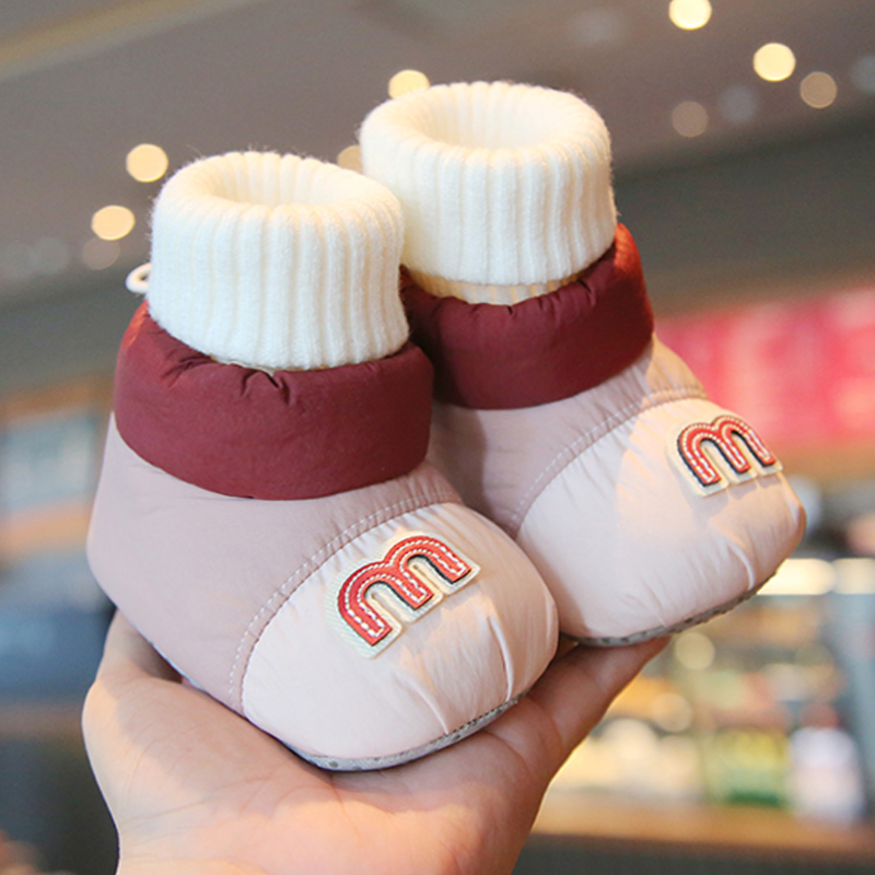 冬季宝宝加绒加厚0-12个月宝宝步前鞋男宝宝套脚冬季加绒婴儿鞋