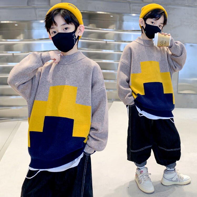 男童毛衣2023新款儿童冬款针织衫加厚冬季中大童水貂绒冬装