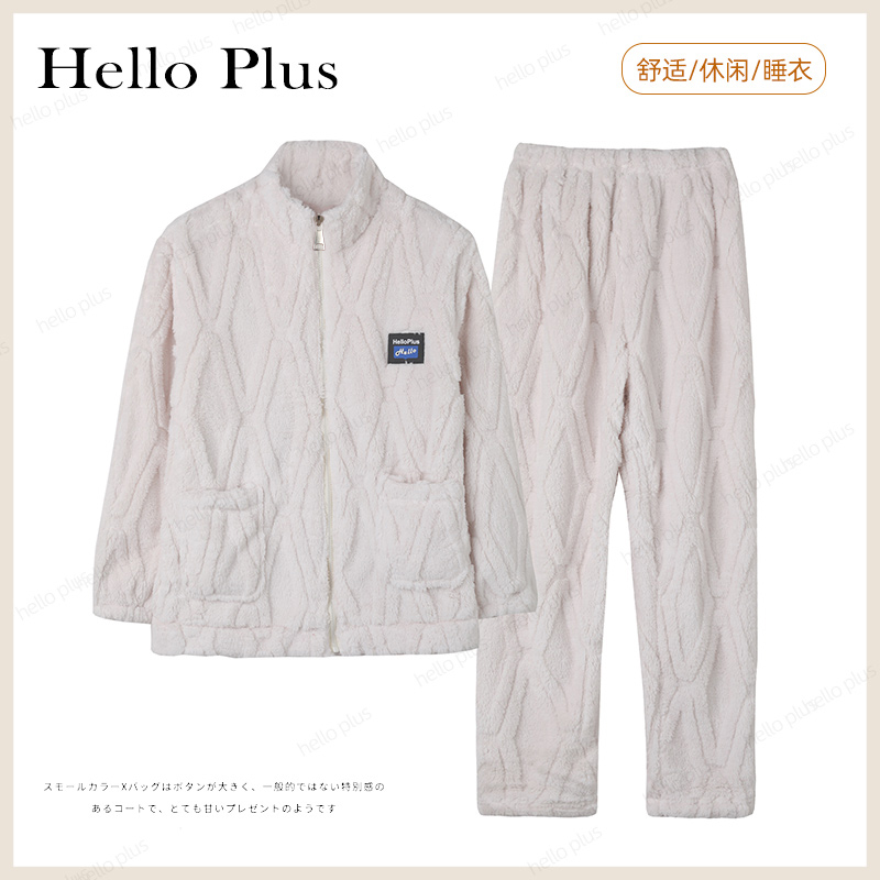 2025冬季新款加绒保暖睡衣套装情侣款家居服-B584